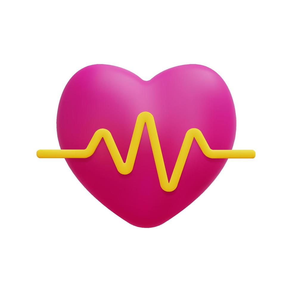 3d heartbeat icon vector. Isolated on white background. 3d fitness, medicine and healthcare concept. Cartoon minimal style. 3d heart rate icon vector render illustration.