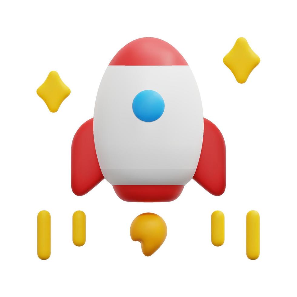 3d rocket startup icon vector. Isolated on white background. 3d startup, business and finance concept. Cartoon minimal style. 3d spaceship rocket lunch icon vector render illustration.