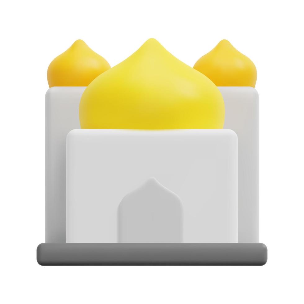 3d mosque icon vector. Isolated on white background. 3d building and architecture concept. Cartoon minimal style. 3d building icon vector render illustration.