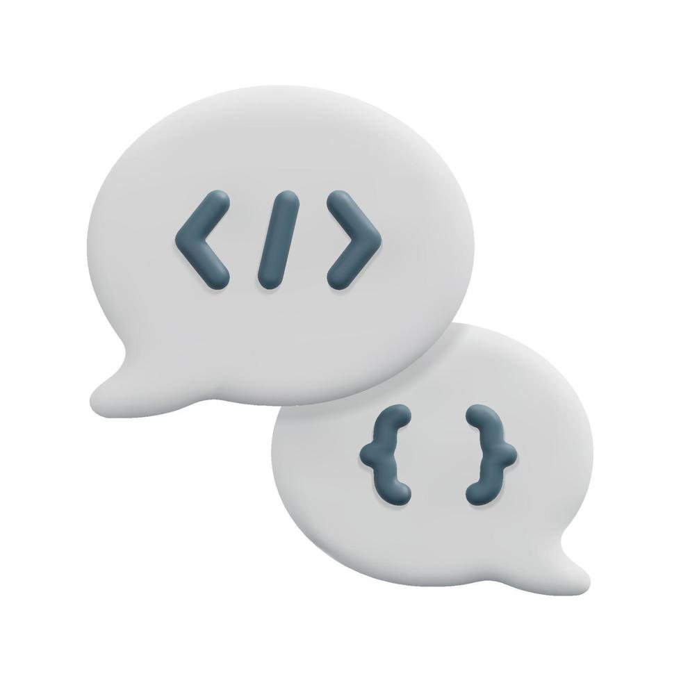 3d code icon in speech bubble icon vector. Isolated on white background. 3d development and software concept. Cartoon minimal style. 3d coding icon vector render illustration.