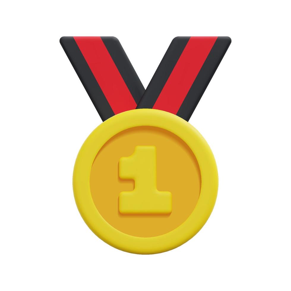 3d quality guarantee medal with star and ribbon icon vector. Isolated on white background. 3d prize, winner and award concept. Cartoon minimal style. 3d badge icon vector render illustration.