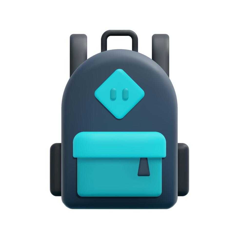 3d backpack icon vector. Isolated on white background. 3d online learning, back to school and education concept. Cartoon minimal style. 3d bag icon vector render illustration.