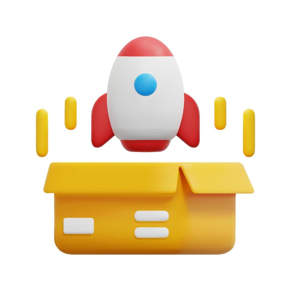 3d space rocket launch icon vector. Isolated on white background. 3d startup, business and finance concept. Cartoon minimal style. 3d launch icon vector render illustration.