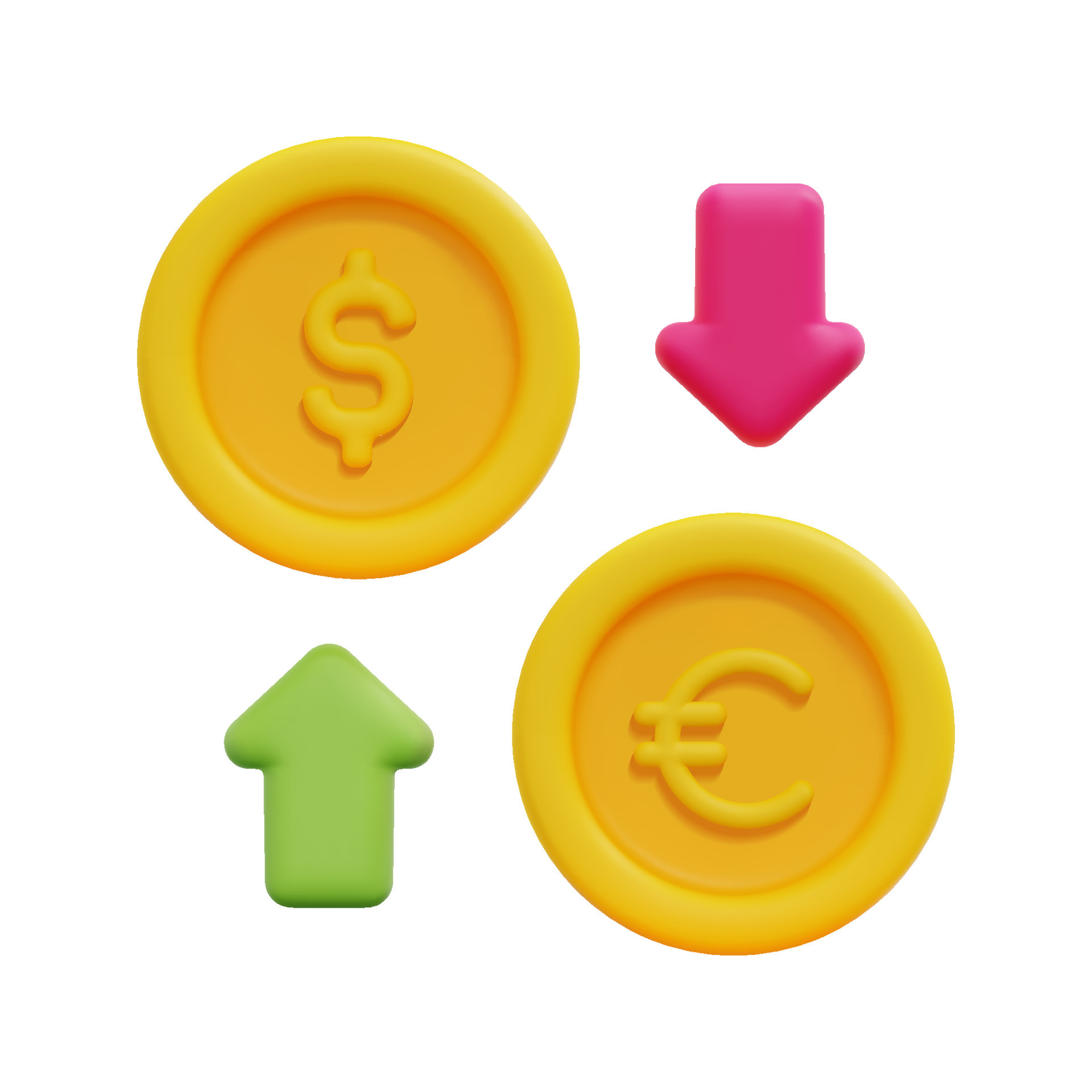 3d Moneda Intercambiar Icono Vector Aislado En Blanco Antecedentes 3d gold-coin-icon-with-dollar-sign-yuan-euro-pound-and-baht