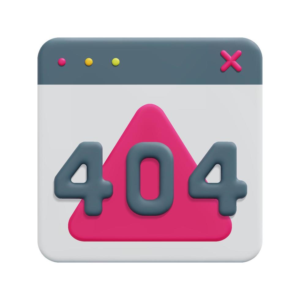 3d website with error icon vector. Isolated on white background. 3d cyber security, data protection and internet security concept. Cartoon minimal style. 3d icon vector render illustration.