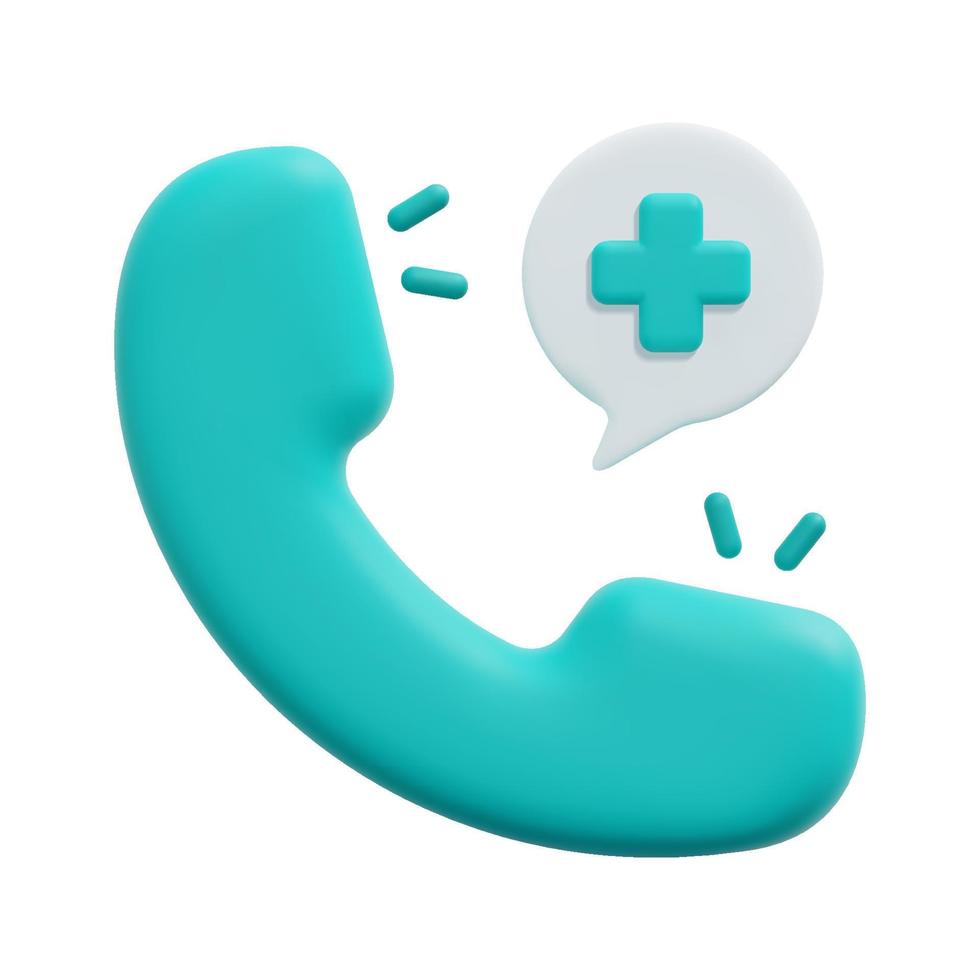 3d medical call phone icon vector. Isolated on white background. 3d telemedicine, medical and health concept. Cartoon minimal style. 3d consultation icon vector render illustration.