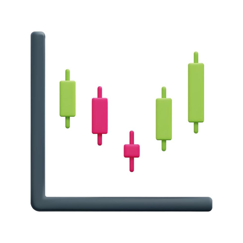 3d stock icon vector. Isolated on white background. 3d investment, business and finance concept. Cartoon minimal style. 3d candlestick chart icon vector render illustration.