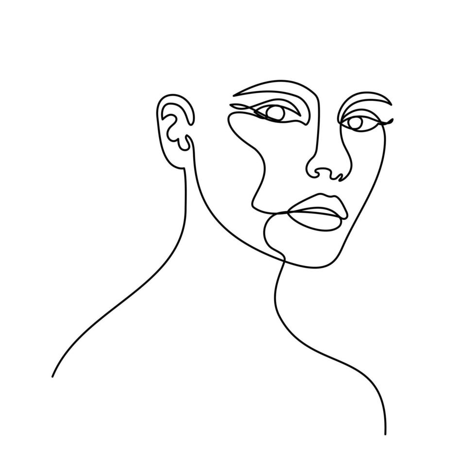Modern line art abstract female vector portrait