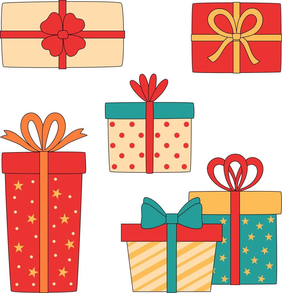 Set of different gift boxes vector illustration