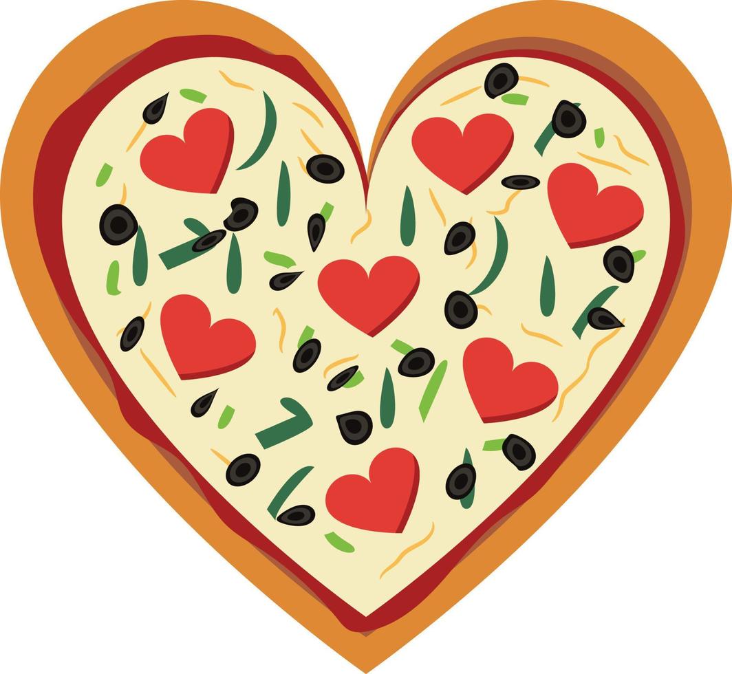 heart pizza shape vector