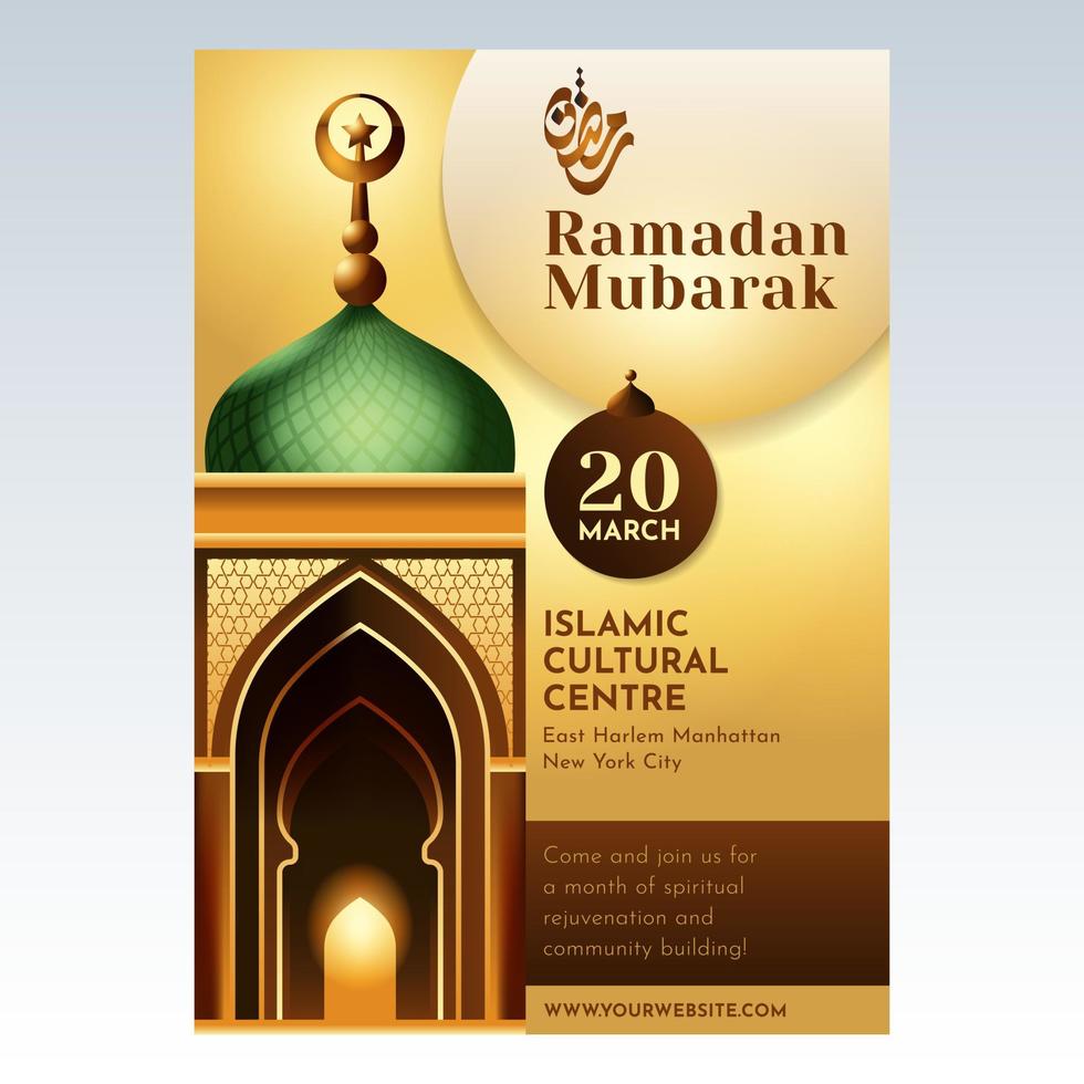 Ramadan mubarak flyer design template and background vector