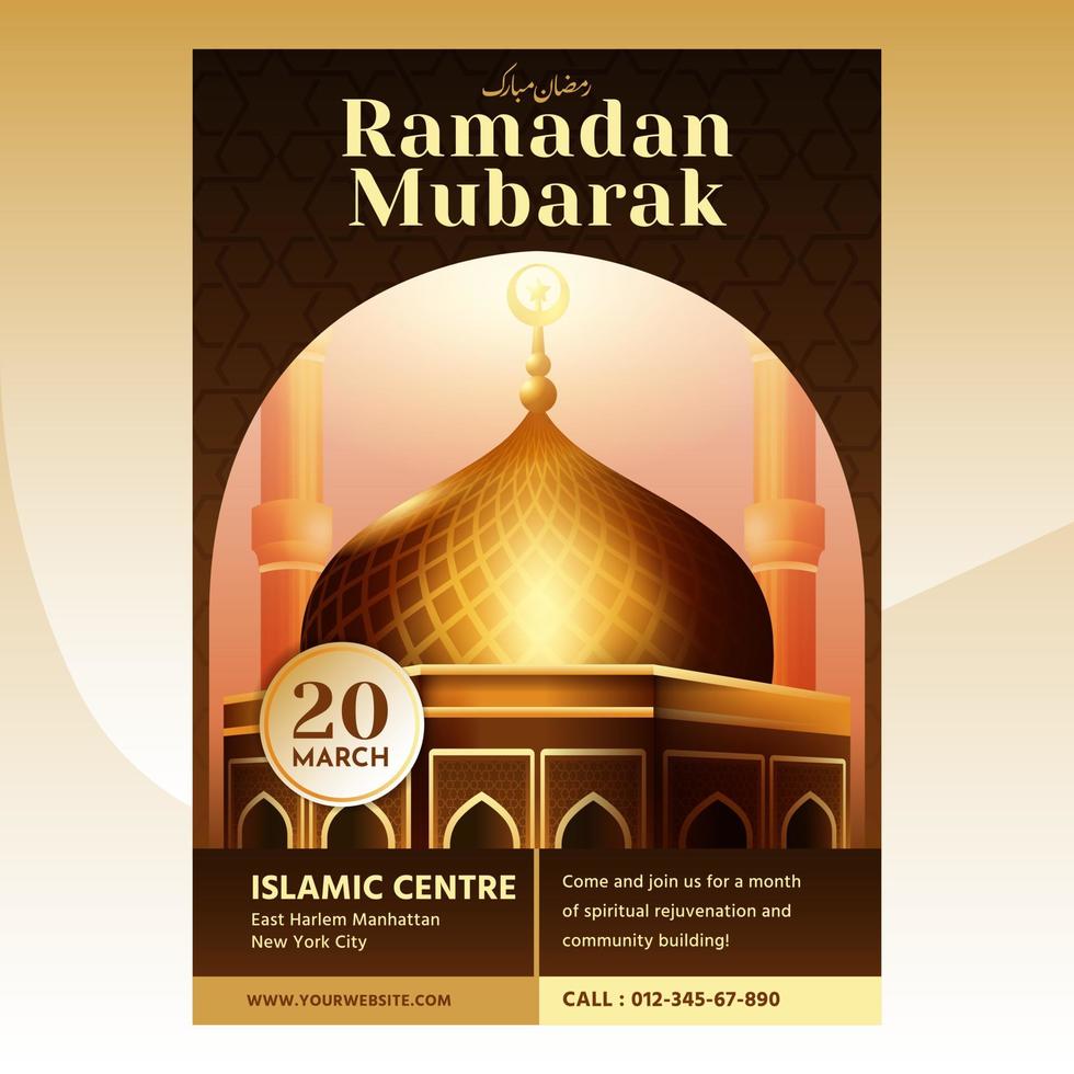Ramadan mubarak flyer design template and background vector