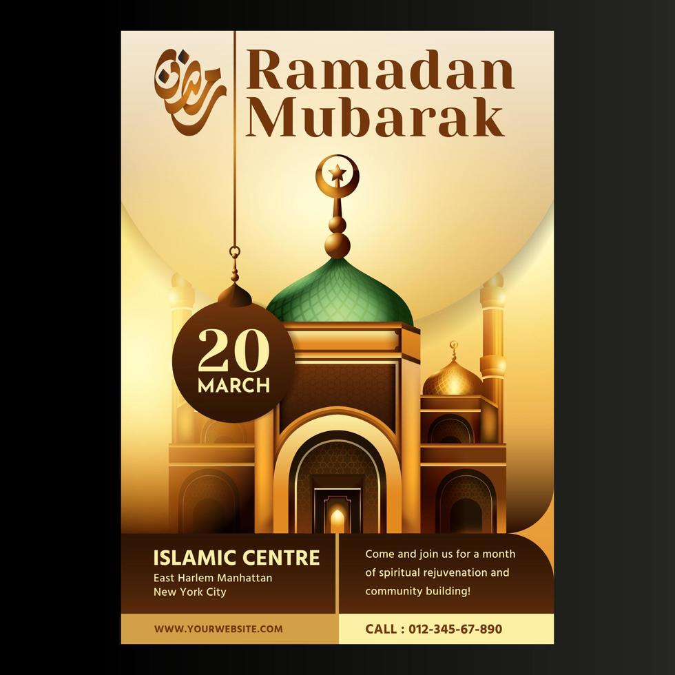 Ramadan mubarak flyer design template and background vector