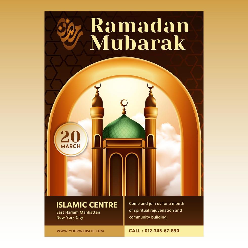 Ramadan mubarak flyer design template and background vector