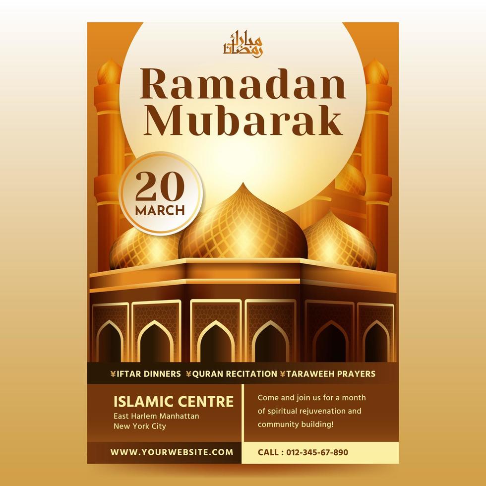 Ramadan mubarak flyer design template and background vector