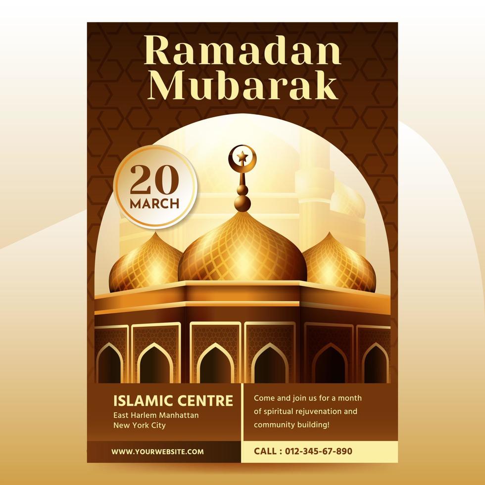 Ramadan mubarak flyer design template and background vector