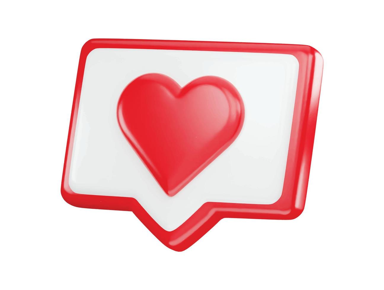 Red heart icon with a chat icon with 3d vector icon illustration