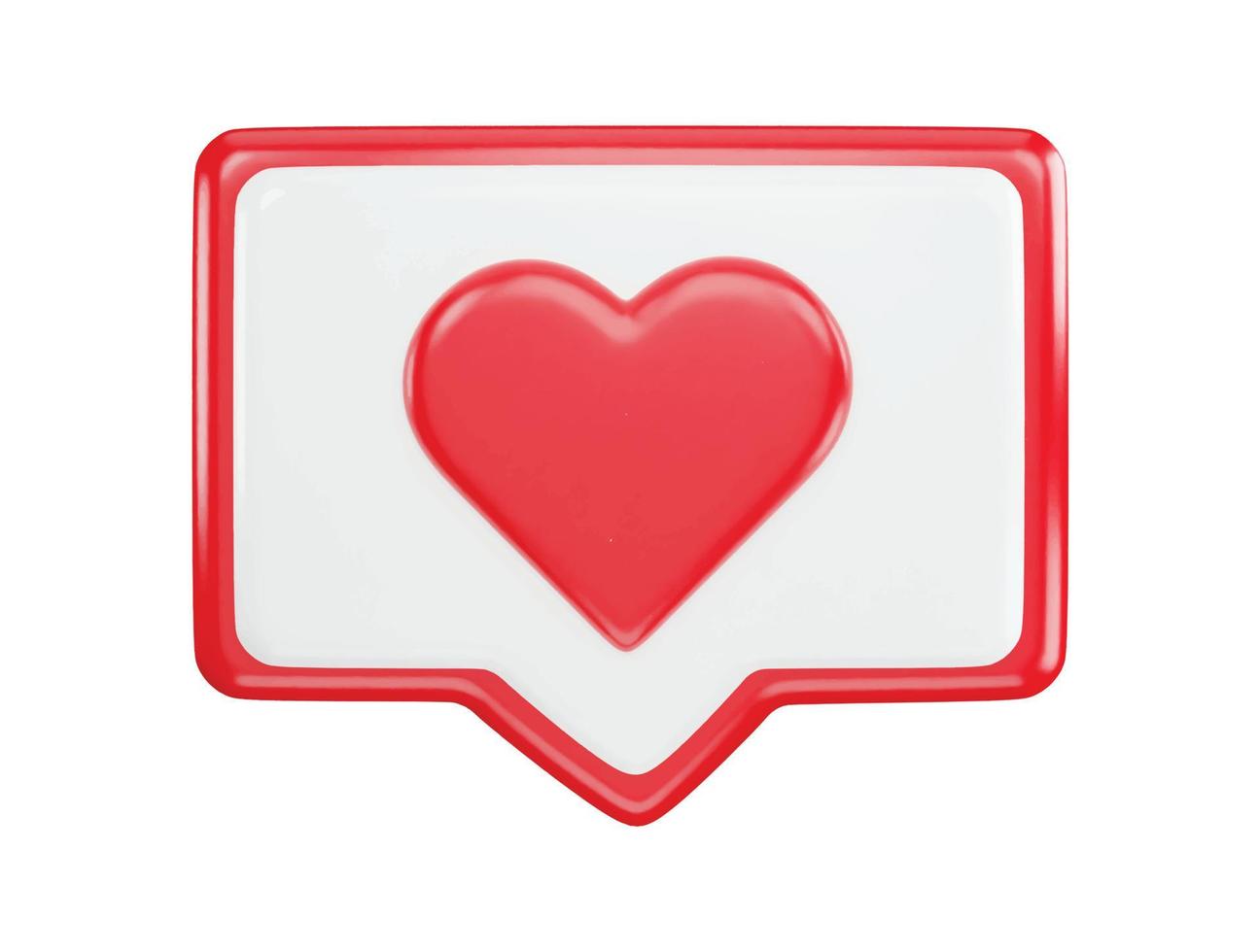 Red heart icon with a chat icon with 3d vector icon illustration