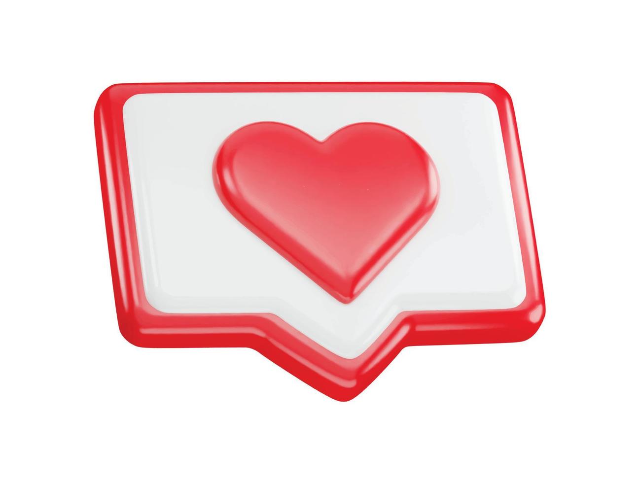 Red heart icon with a chat icon with 3d vector icon illustration