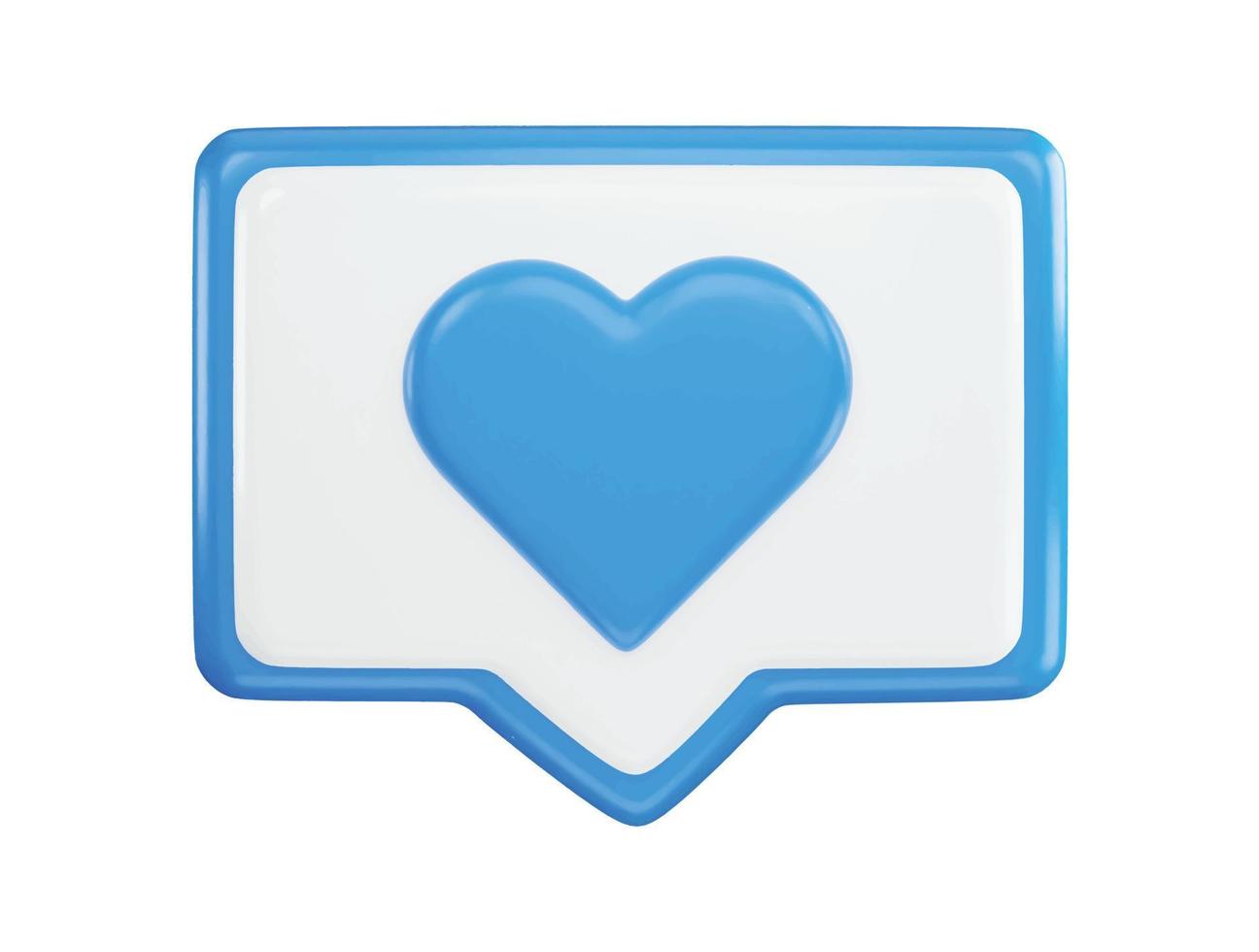 A blue heart icon with a chat icon with 3d vector icon illustration