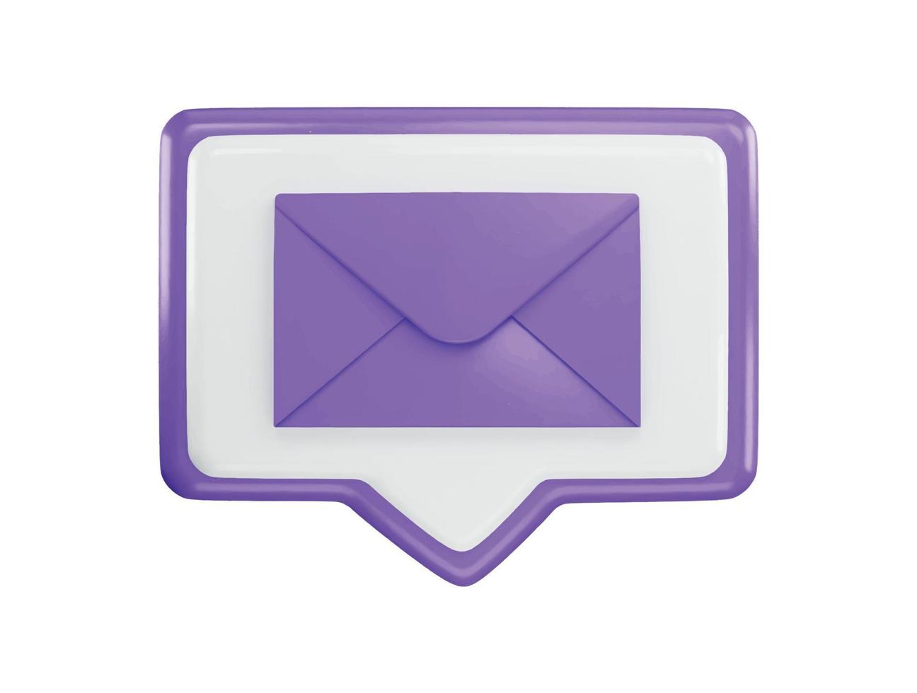 Purple envelope with a white square on the top icon with 3d vector icon illustration