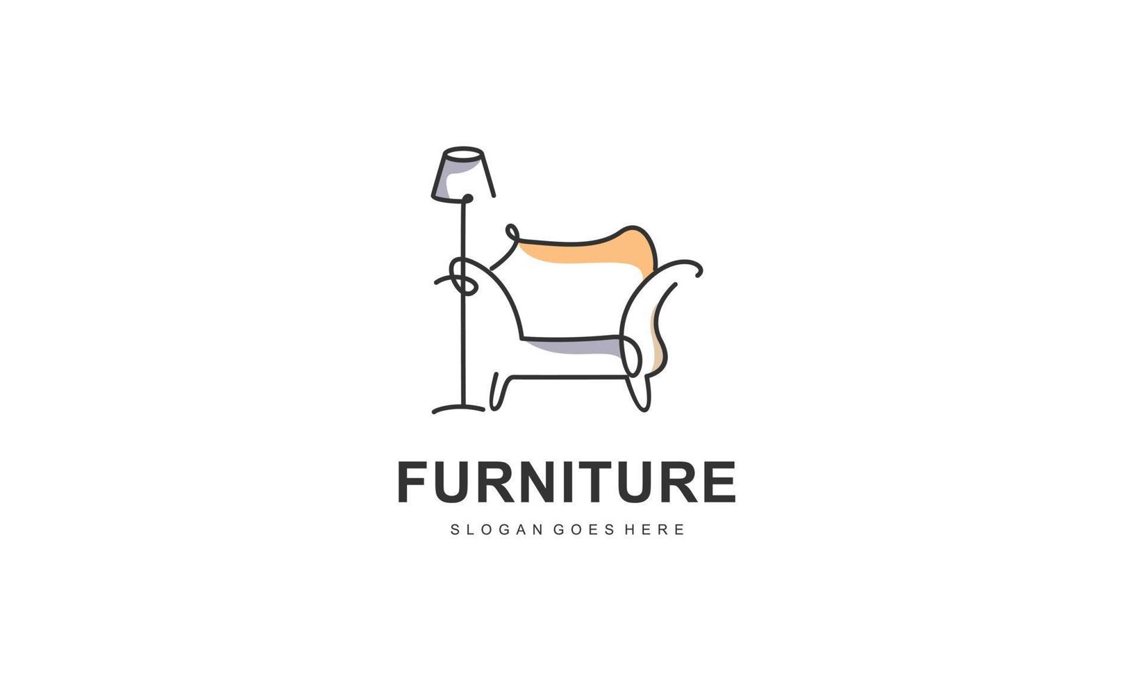 Modern Furniture Logo Design with Abstract Line Concept vector