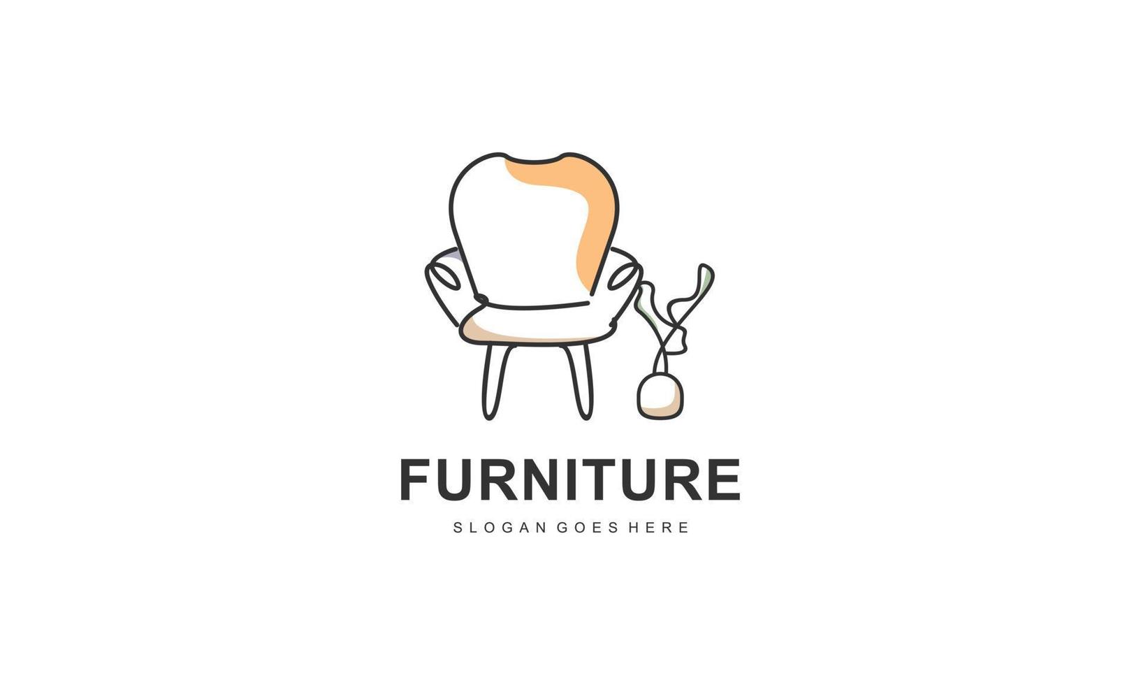 Modern Furniture Logo Design with Abstract Line Concept vector