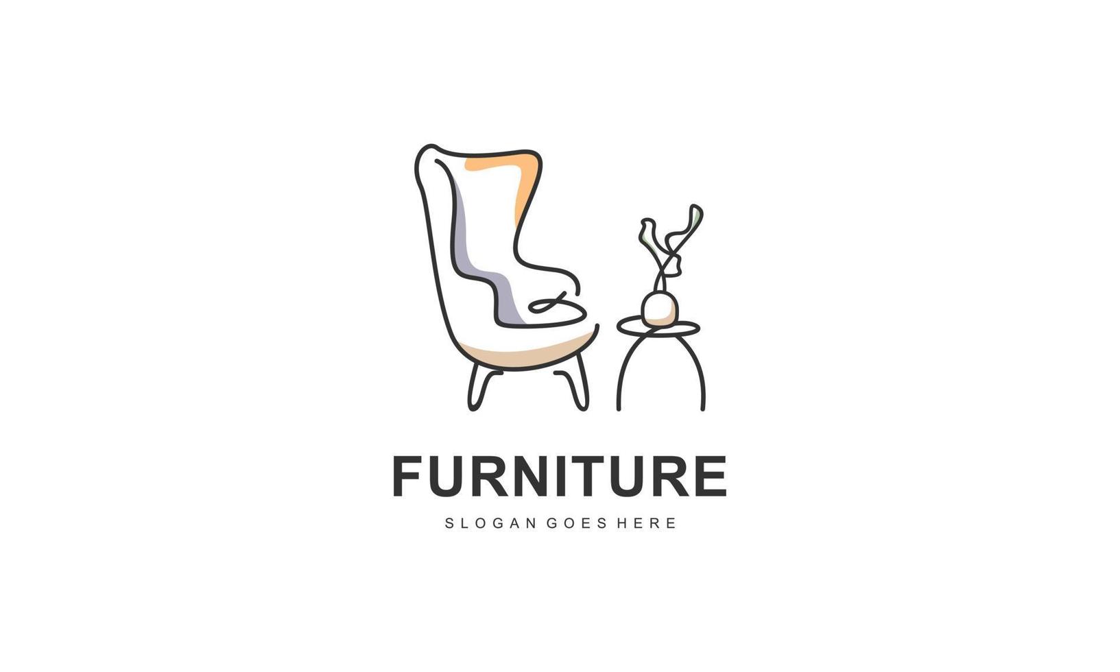 Modern Furniture Logo Design with Abstract Line Concept vector