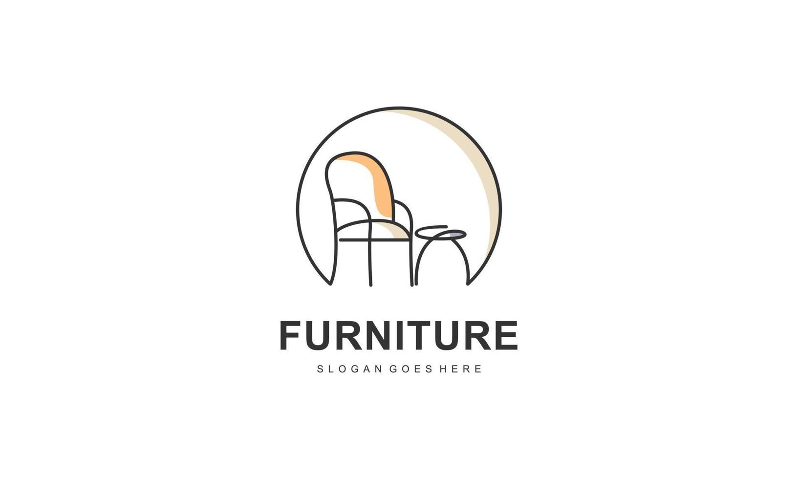 Modern Furniture Logo Design with Abstract Line Concept vector