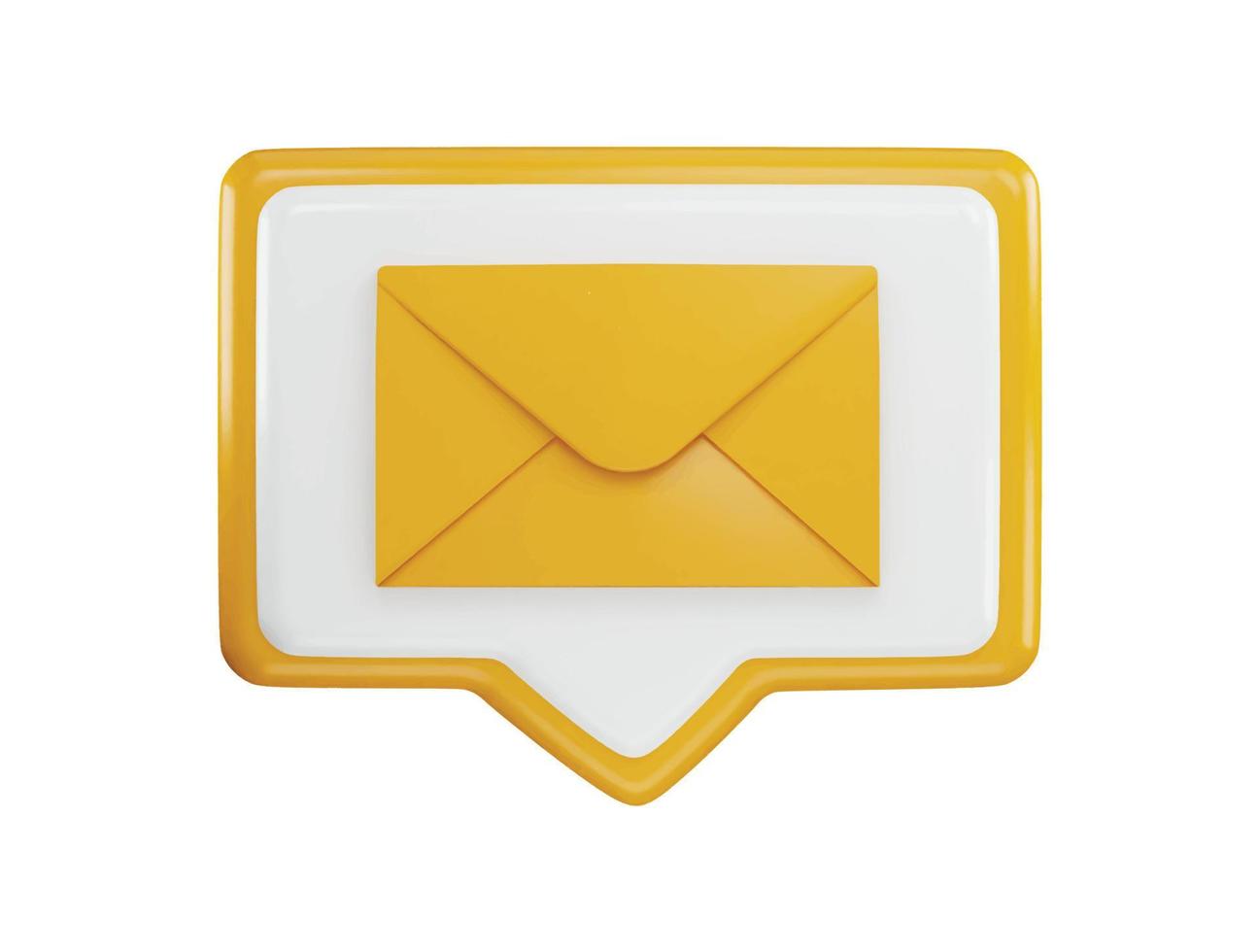 A yellow envelope with a white background icon with 3d vector icon illustration