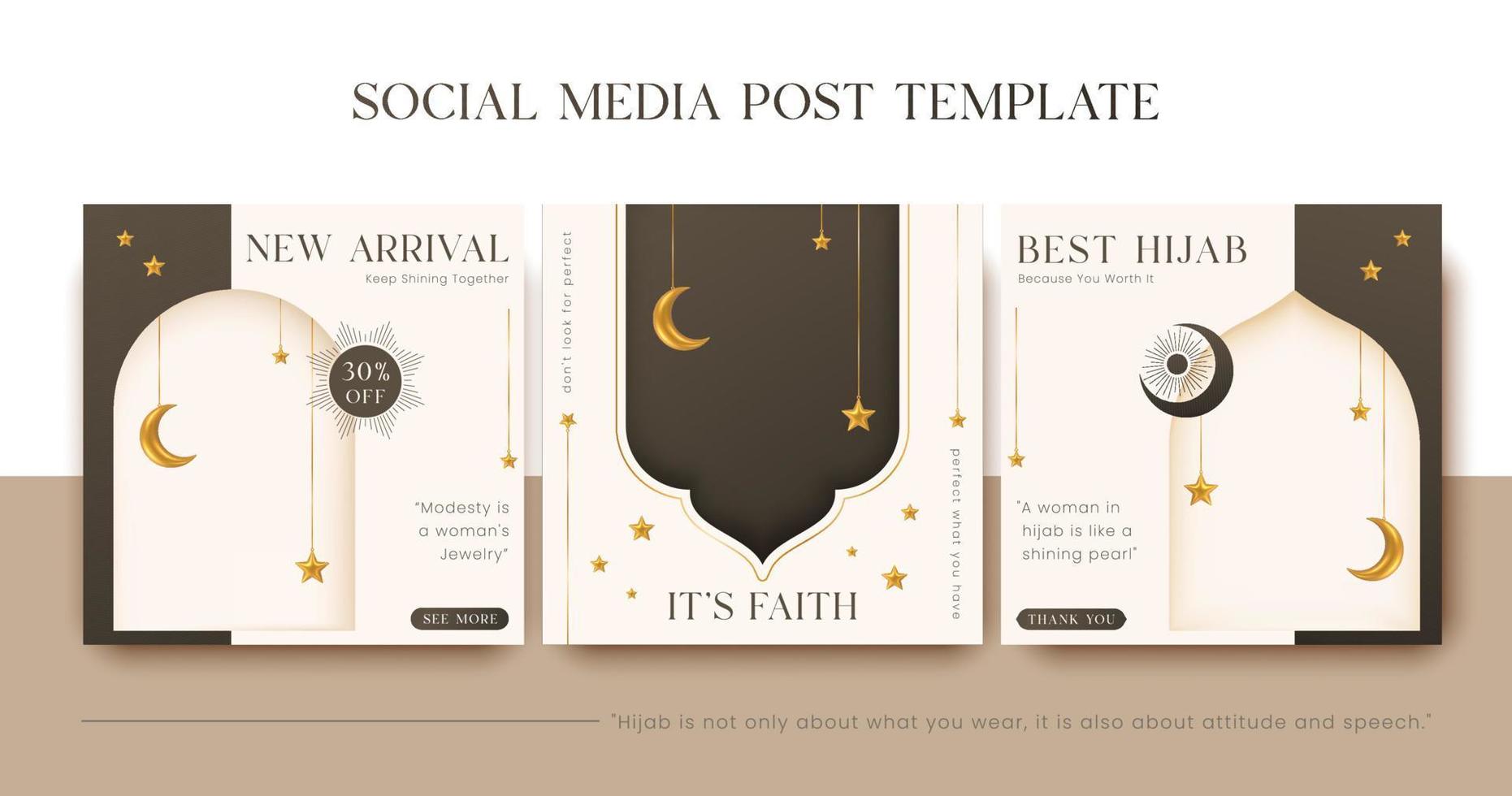 set of islamic ramadan fashion social media post template vector