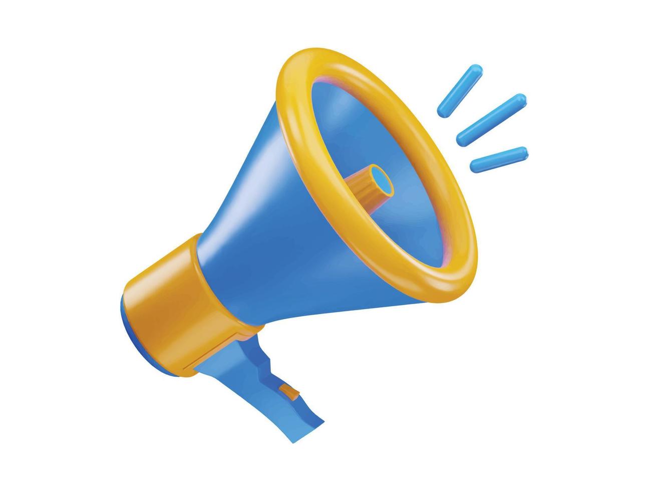 A yellow and blue megaphone with the word news icon with 3d vector icon illustration