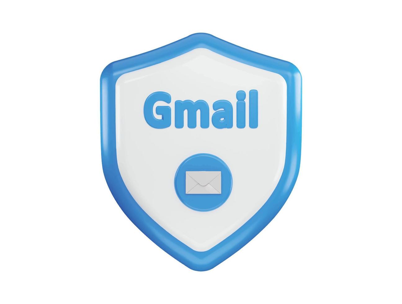 A blue shield with the word gmail icon with 3d vector icon illustration