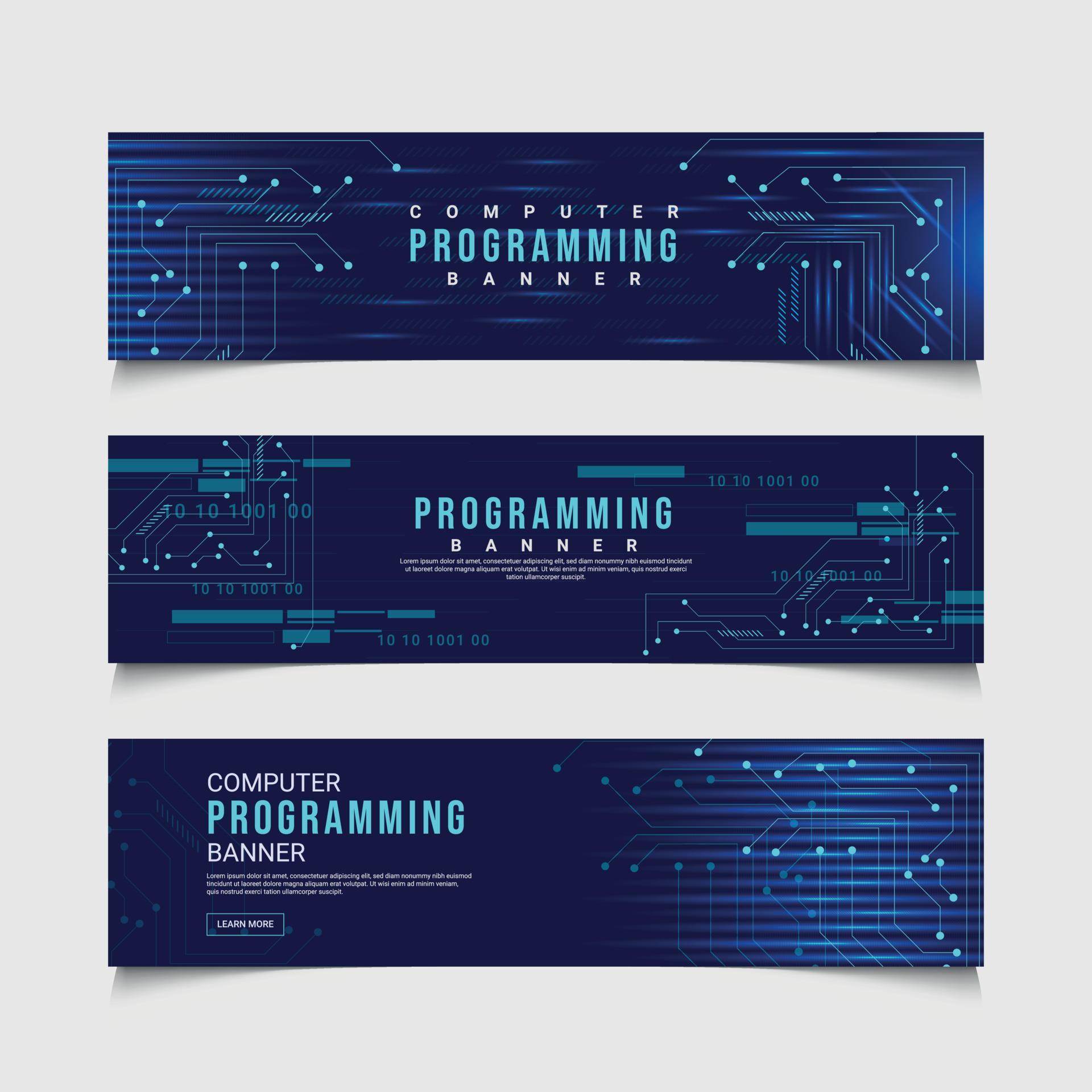 Computer Programming Horizontal banner, Technology Background Design ...