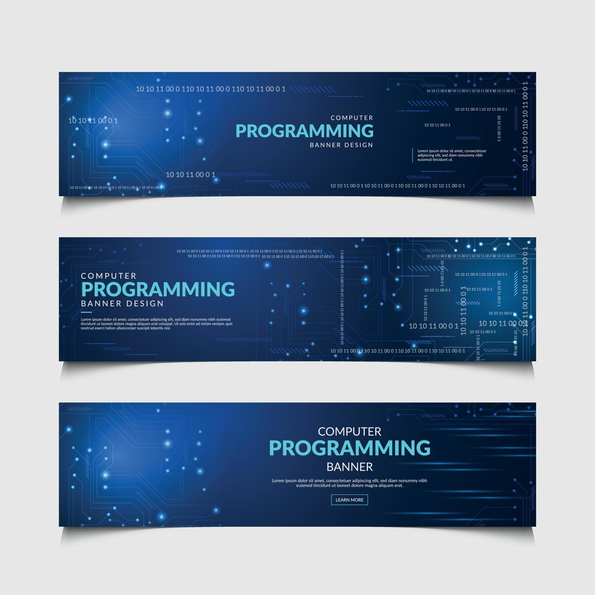 Computer Programming Horizontal banner, Technology Background Design ...