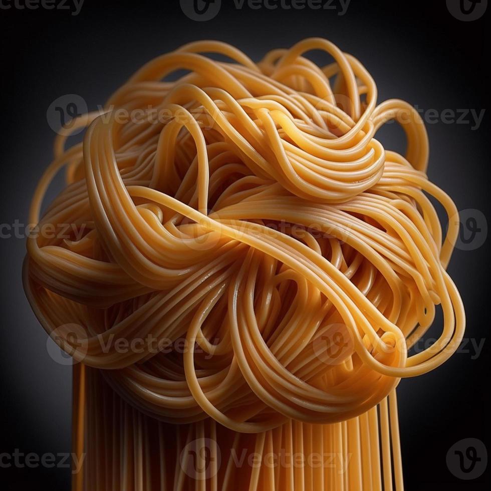 Close up of the spaghetti pasta, created with generative AI photo