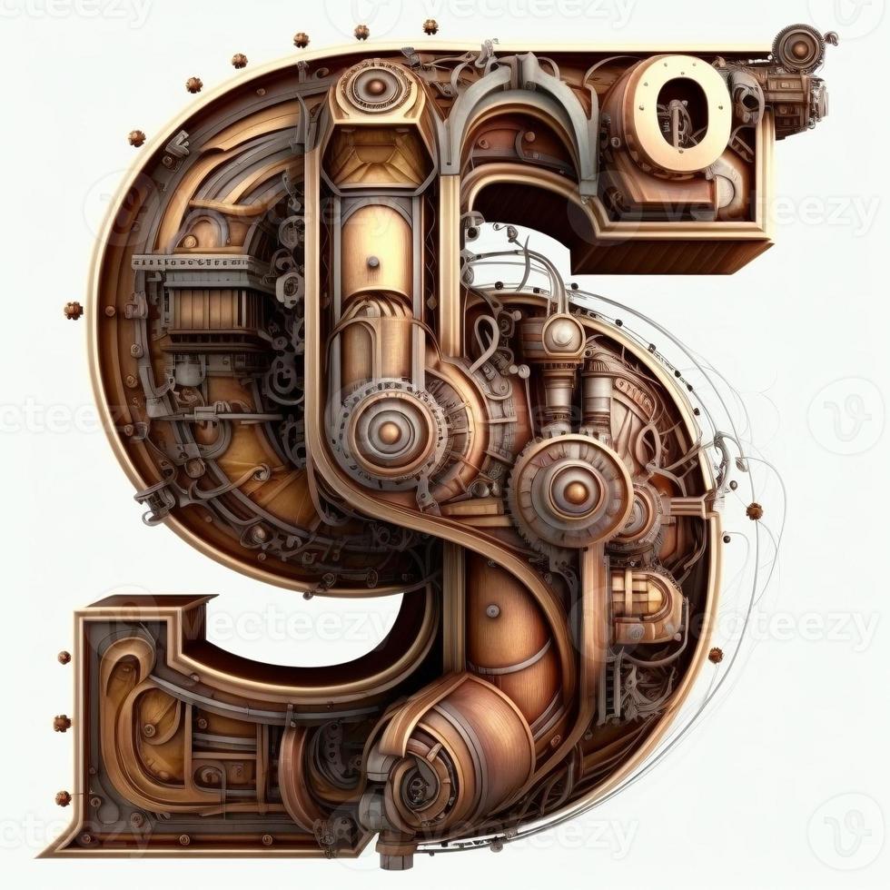 Machine parts letter S, created with generative AI photo