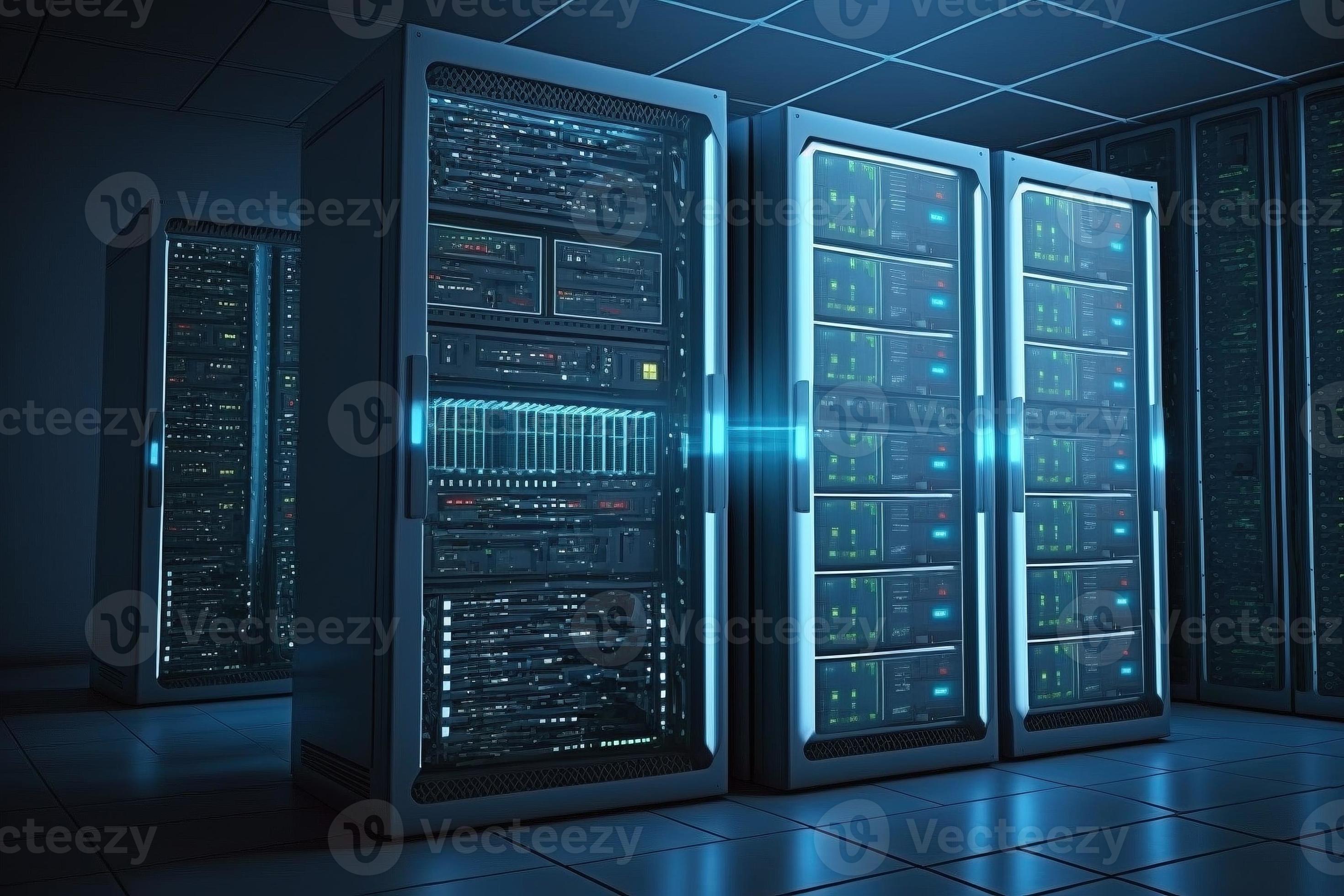 Data center and computer servers, created with generative AI 21643510 ...