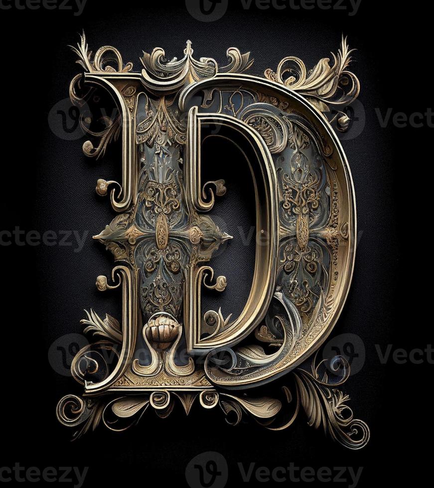 Letter D in victorian style, created with generative AI 21643530 Stock ...