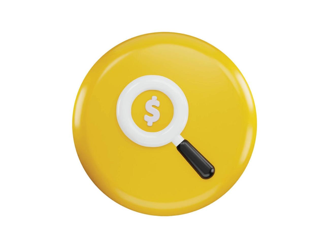 A yellow circle with a dollar sign under it icon with 3d vector icon illustration