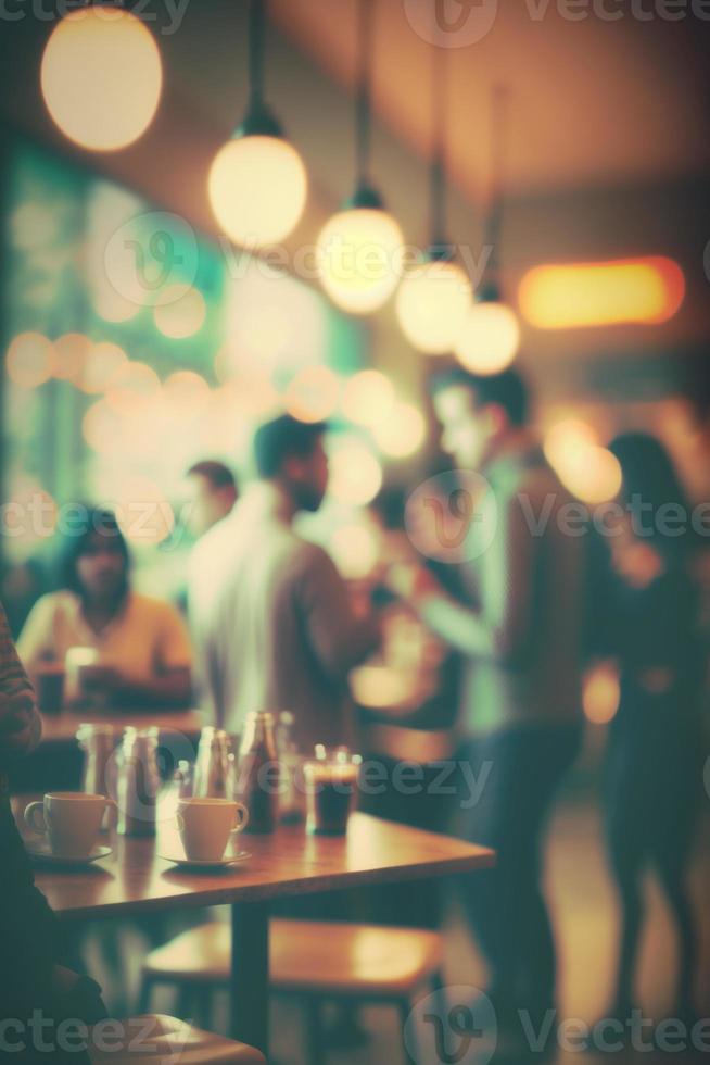 Blurred background image of coffee shop, created with generative AI photo
