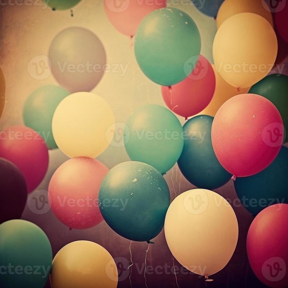 Celebration with multi colored baloons, created with generative AI photo