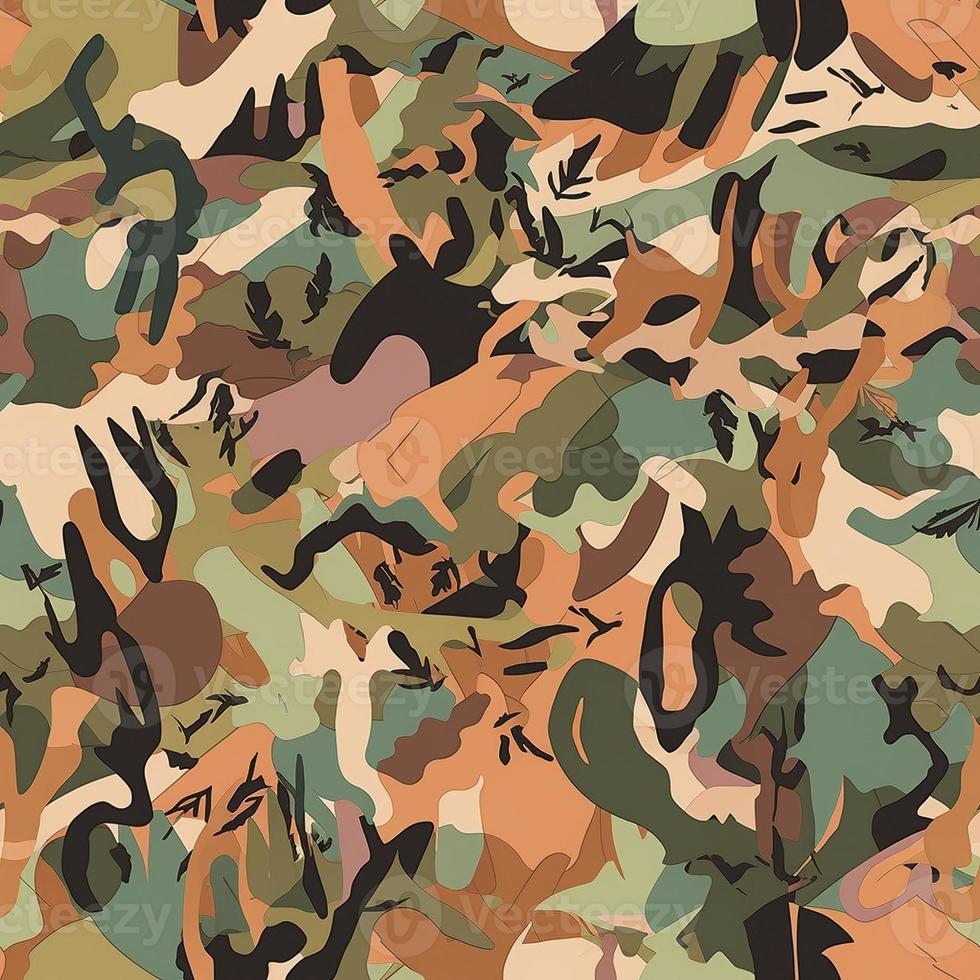 Camouflage seamless pattern, created with generative AI photo