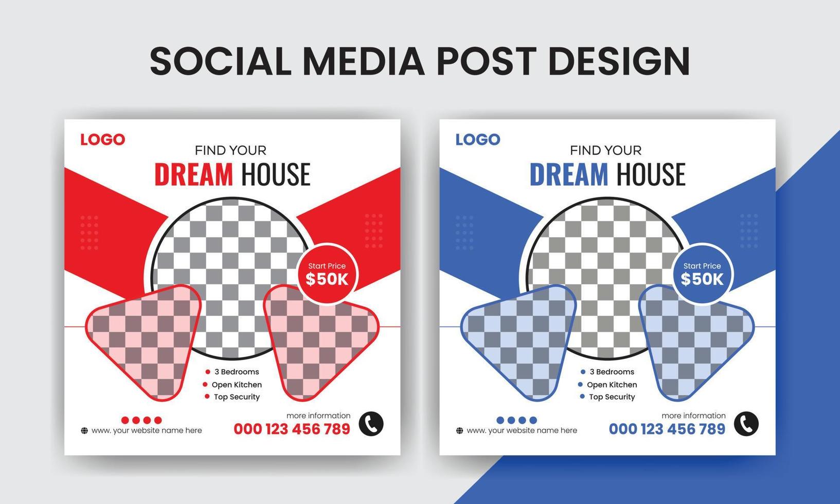 Real estate home sale social media post design bundle vector