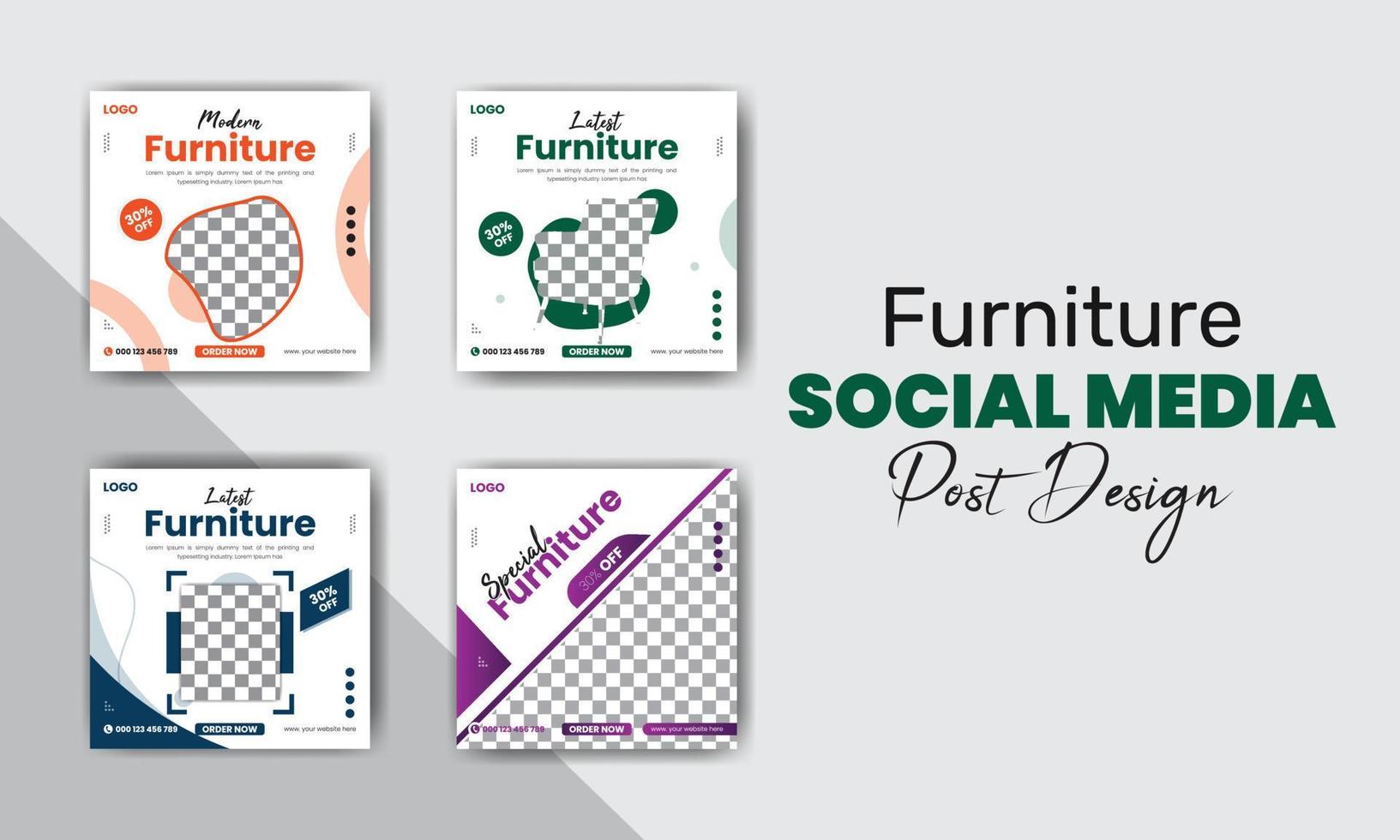 Exclusive furniture social media post design bundle vector