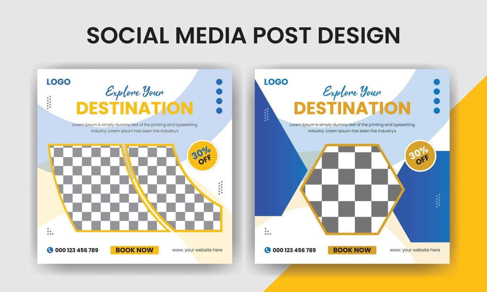 Traveling social media post design vector