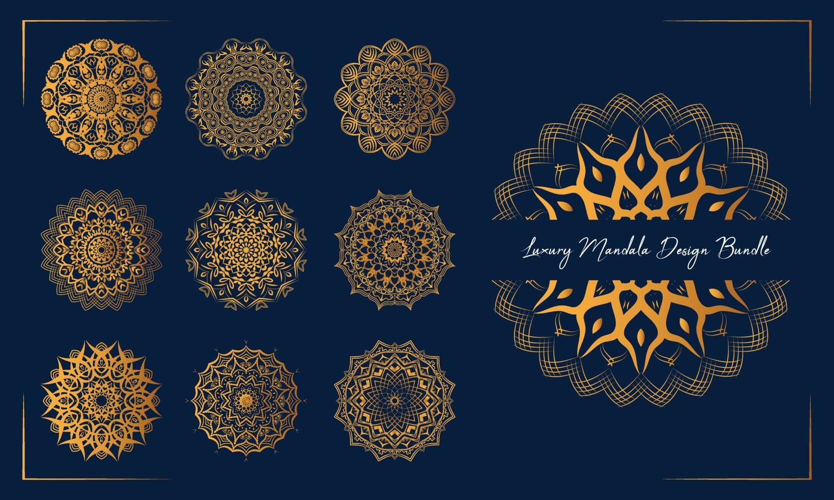 Golden luxury mandala bundle background design or modern card pattern vector