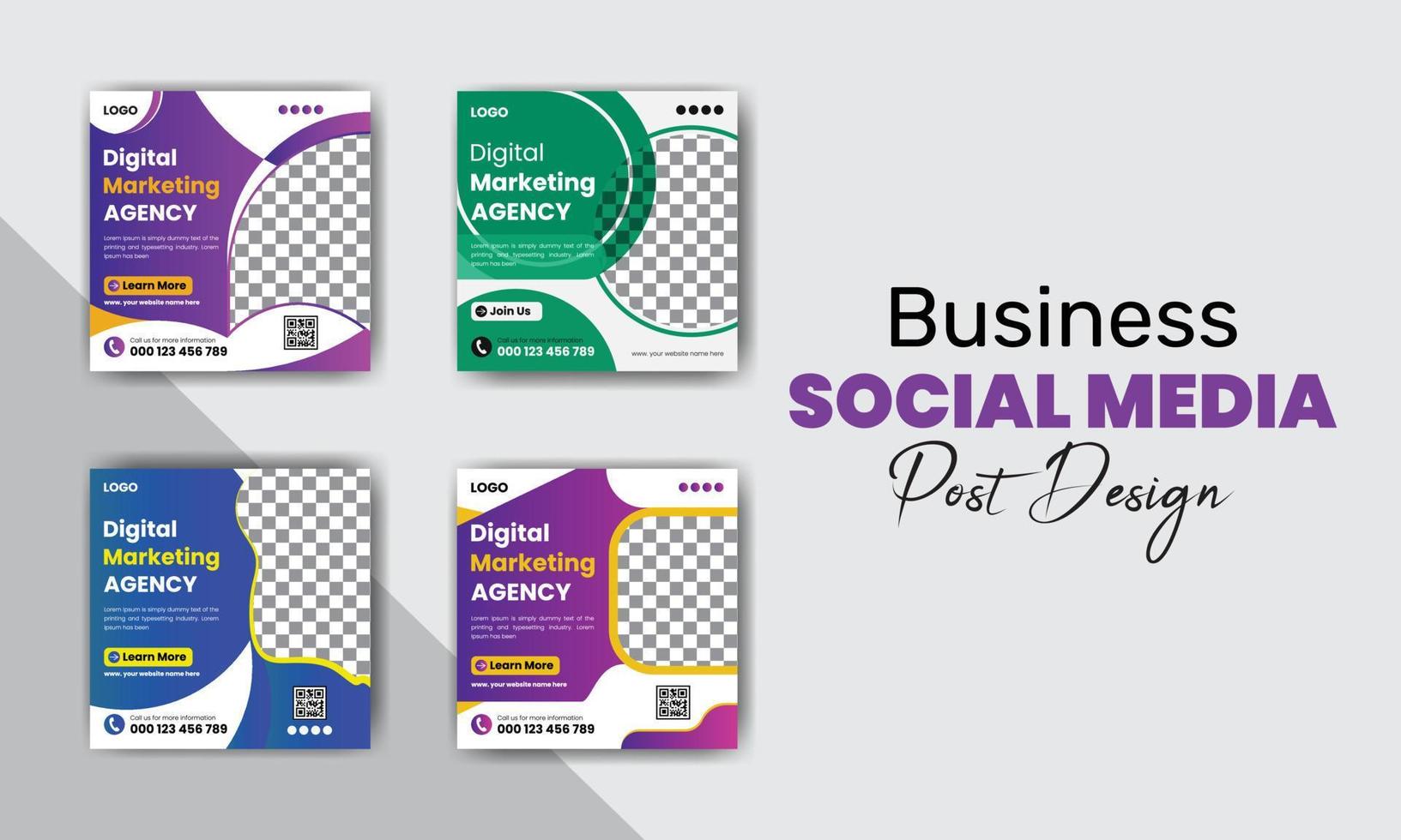 Creative digital marketing social media post design bundle vector