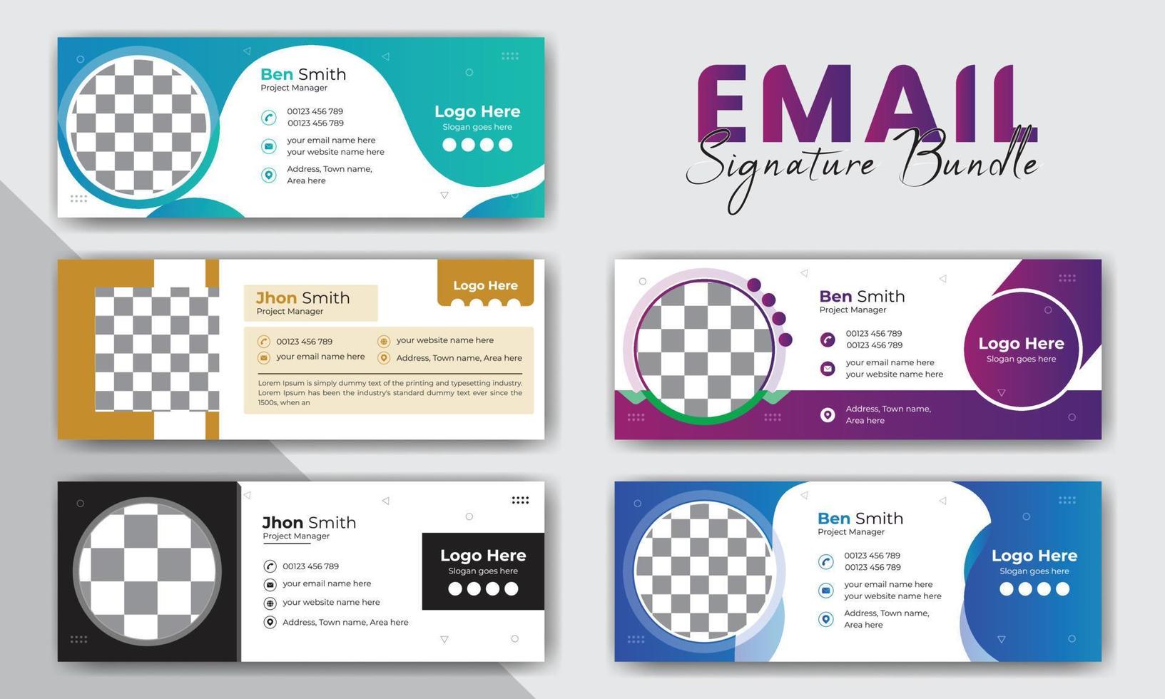 Modern email signature design bundle vector