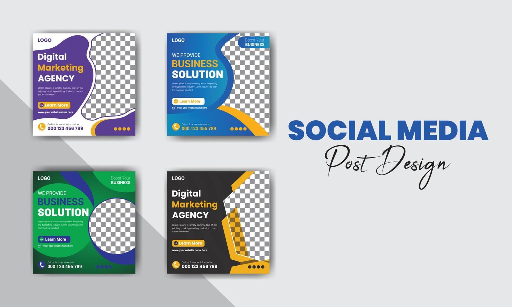 Digital marketing agency social media post bundle design vector